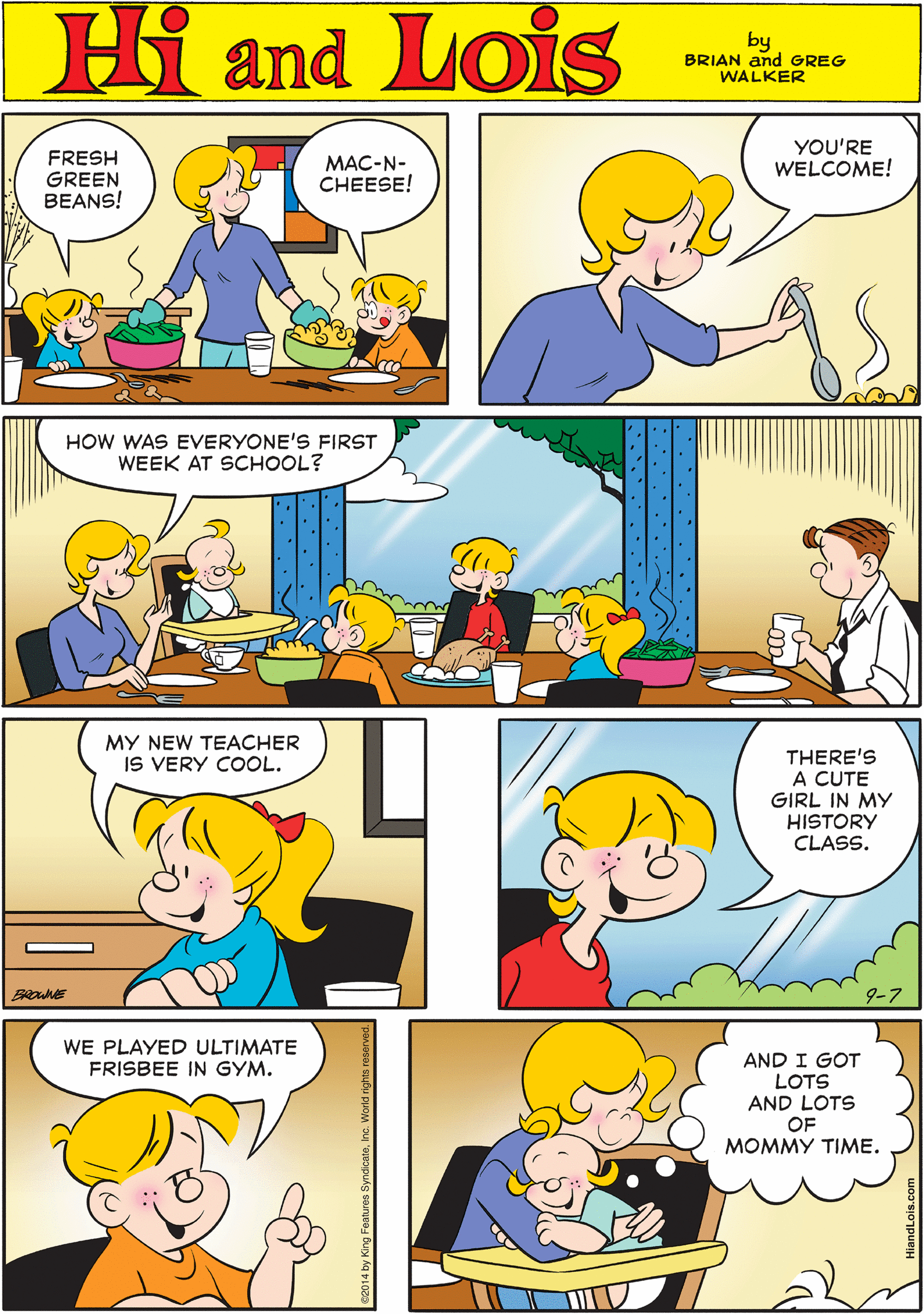 Human OCR: Hi Lois FRESH GREEN BEANS! YOU'RE WELCOME! MAC-N- CHEESE! amd by BRIAN and GREG WALKER HOW WAS EVERYONE'S FIRST WEEK AT SCHOOL? MY NEW TEACHER IS VERY COOL. WE PLAYED ULTIMATE FRISBEE IN GYM. THERE'S A CUTE GIRL IN MY HISTORY CLASS. AND I GOT LOTS AND LOTS OF MOMMY TIME. Hi Lois FRESH GREEN BEANS! YOU'RE WELCOME! MAC-N- CHEESE! amd by BRIAN and GREG WALKER HOW WAS EVERYONE'S FIRST WEEK AT SCHOOL? MY NEW TEACHER IS VERY COOL. WE PLAYED ULTIMATE FRISBEE IN GYM. THERE'S A CUTE GIRL IN MY HISTORY CLASS. AND I GOT LOTS AND LOTS OF MOMMY TIME.