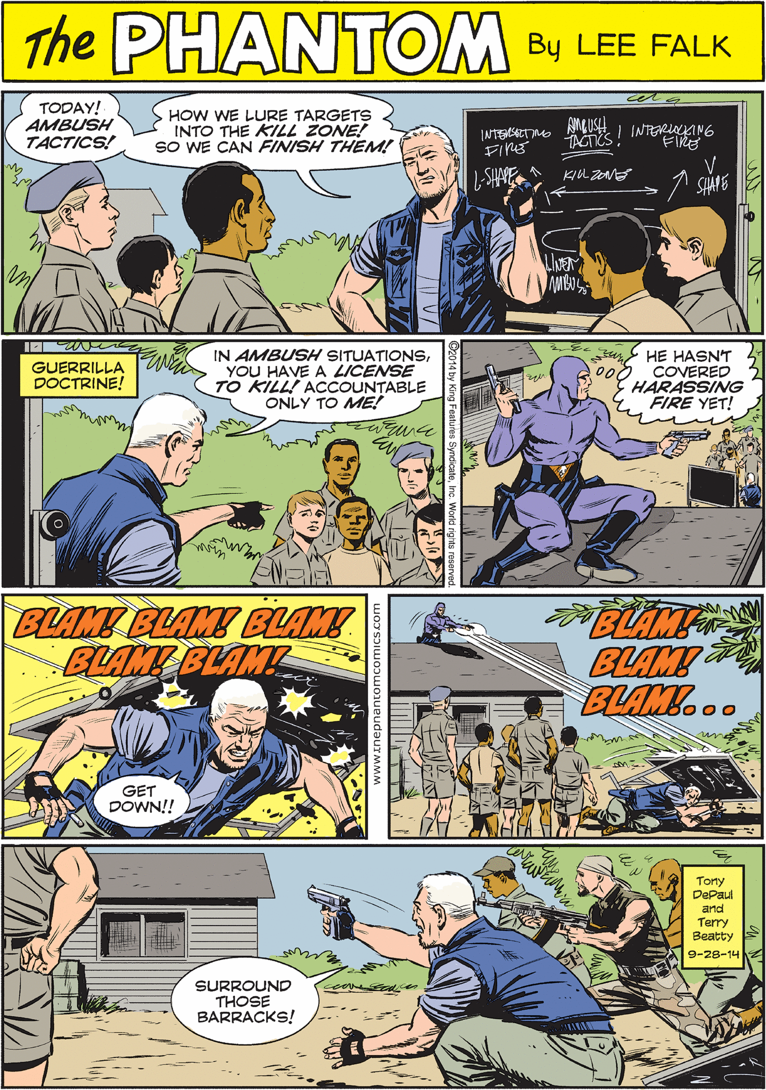 Parallel OCR: TODAY! AMBUSH TACTICS! THE PaANTOM HOW WE LURE TARGETS INTO THE KILL ZONE! SO WE CAN FINISH THEM! I INTERRUKING Fing TACTICS! KIU ZONE SHAPE CREATED BY LEE FALK. IN AMBUSH SITUATIONSYOU HAVE A LICENSE TO KILL! ACCOUNTABLE ONLY TO ME! HE HASN'T COVERED HARASSING FIRE YET! BLAM! BLAMY BBLAM! GUERRILLA DOCTRINE! GET DOWN! BLAMP BLAM! Tony DePaul and Terry Beatty 9-28-14 SURROUND THOSE BARRACKS! TODAY! AMBUSH TACTICS! THE PaANTOM HOW WE LURE TARGETS INTO THE KILL ZONE! SO WE CAN FINISH THEM! I INTERRUKING Fing TACTICS! KIU ZONE SHAPE CREATED BY LEE FALK. IN AMBUSH SITUATIONSYOU HAVE A LICENSE TO KILL! ACCOUNTABLE ONLY TO ME! HE HASN'T COVERED HARASSING FIRE YET! BLAM! BLAMY BBLAM! GUERRILLA DOCTRINE! GET DOWN! BLAMP BLAM! Tony DePaul and Terry Beatty 9-28-14 SURROUND THOSE BARRACKS!