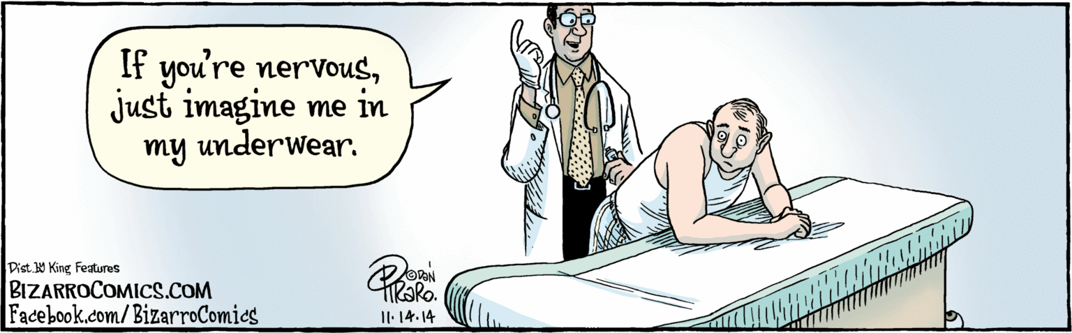 Linens OCR: BIZARROCOMICS.COM (|Facebook.com/ BizarroComicsDist Y King feaures If you're nervousjust imagine me in my underwear. 2 I1.14. 14 BIZARROCOMICS.COM (|Facebook.com/ BizarroComicsDist Y King feaures If you're nervousjust imagine me in my underwear. 2 I1.14. 14