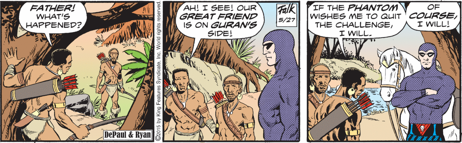 Parallel OCR: FATHER! WHAT'S HAPPENED? AH! I SEE! OUR GREAT FRIEND IS ON GURAN'S SIDE! Falk 5/27 IF THE PHANTOM WISHES ME TO QUIT'COURSEOF I WILL! I WILL. DePaul &Ryan FATHER! WHAT'S HAPPENED? AH! I SEE! OUR GREAT FRIEND IS ON GURAN'S SIDE! Falk 5/27 IF THE PHANTOM WISHES ME TO QUIT'COURSETHE CHALLENGEOF I WILL! I WILL. DePaul &Ryan