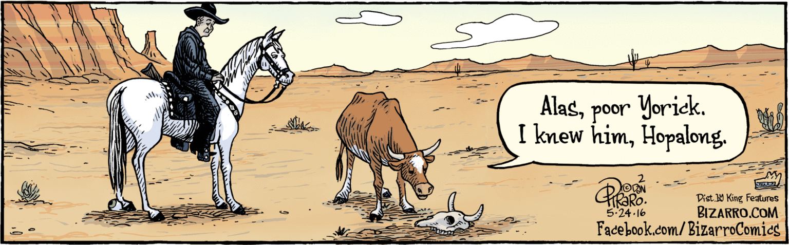 Adaptation OCR: BIZARRO.COM Facebook.com/BizarroComics Dist Y King features Alaspoor Yoriek. I knew himHopalong. 5-24 16 BIZARRO.COM Facebook.com/BizarroComics Dist Y King features Alaspoor Yoriek. I knew himHopalong. 5-24 16