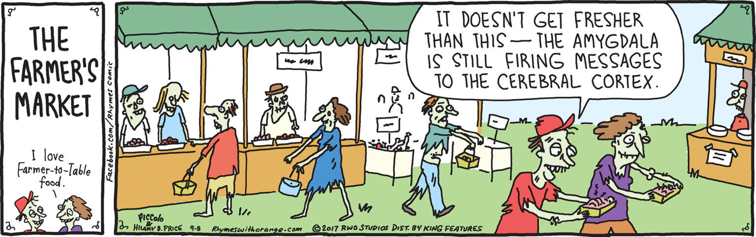 Font OCR: THE FARMER'S MARKET IT DOESN'T GET FRESHER THAN THIS- THE AMYGDALA IS STILL FIRING MESSAGES TO THE CEREBRAL CORTEX. I love Farmer-to-Table food. PIccolo & HIARY B. PRICE 9-8 Rhymeswithorange.com @ 2017 RWO STUDIOS DIST. BY KING FEATURES THE FARMER'S MARKET IT DOESN'T GET FRESHER THAN THIS- THE AMYGDALA IS STILL FIRING MESSAGES TO THE CEREBRAL CORTEX. I love Farmer-to-Table food. PIccolo & HIARY B. PRICE 9-8 Rhymeswithorange.com @ 2017 RWO STUDIOS DIST. BY KING FEATURES