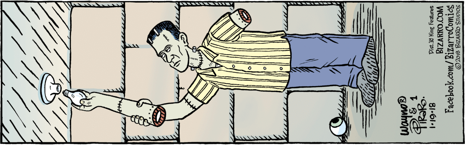 Line OCR: Wayno® 81.61.1 © 2018 BIZARRO STUDIOS BIZARRO.COM Facebook.com/BizarroComics Dist Y King Fatures Wayno® 81.61.1 © 2018 BIZARRO STUDIOS BIZARRO.COM Facebook.com/BizarroComics Dist Y King Fatures