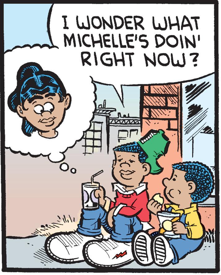Rectangle OCR: I WONDER WHAT MICHELLE'S DOIN' RIGHT NOW ? ilole ?: I WONDER WHAT MICHELLE'S DOIN' RIGHT NOW ? ilole ? :