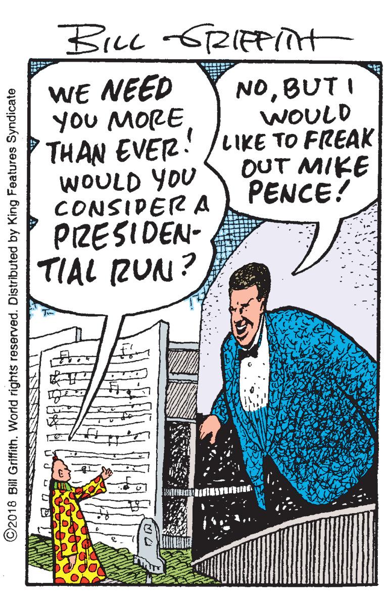 Handwriting OCR: WE NEED yoU MORE THAN EVER! /LIKE TO FREAK WOULD YOU CONSIDER A PIZESIDEN- TIAL RUN ? NOBUT I WOULD OUT MIKE PENCE? ©2018 Bill Grifftith. World rights reserved. Distributed by King Features Syndicate WE NEED yoU MORE THAN EVER! /LIKE TO FREAK WOULD YOU CONSIDER A PIZESIDEN- TIAL RUN ? NOBUT I WOULD OUT MIKE PENCE? ©2018 Bill Grifftith. World rights reserved. Distributed by King Features Syndicate