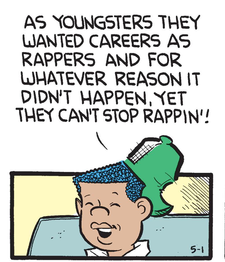 Line OCR: AS YOUNGSTERS THEY WANTED CAREERS AS RAPPERS AND FOR WHATEVER REASON IT DIDN'T HAPPENYET THEY CAN'T STOP RAPPIN'! 5-1 AS YOUNGSTERS THEY WANTED CAREERS AS RAPPERS AND FOR WHATEVER REASON IT DIDN'T HAPPENYET THEY CAN'T STOP RAPPIN'! 5-1