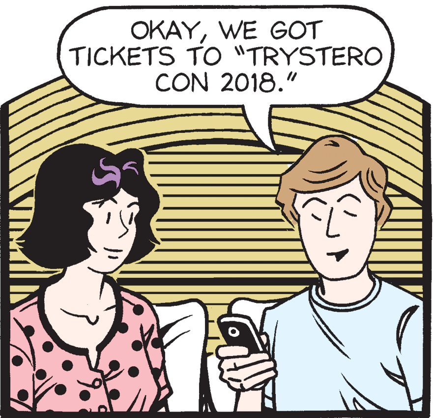 Gesture OCR: OKAYWE GOT TICKETS TO "TRYSTERO CON 2018." OKAYWE GOT TICKETS TO "TRYSTERO CON 2018."