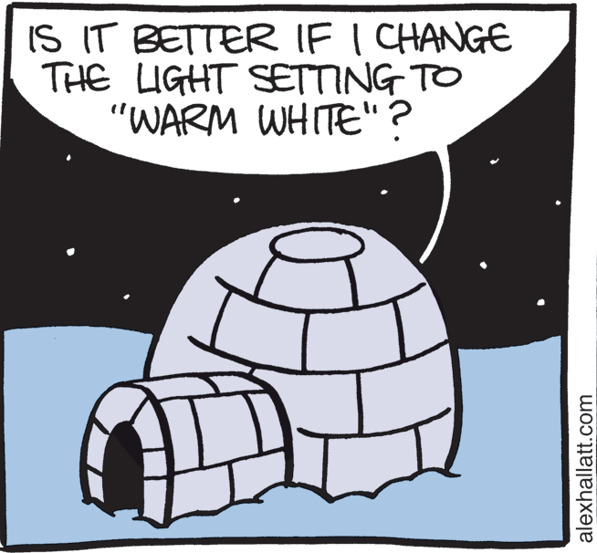 Comics OCR: IS IT BETTER IF I CHANGE THE LIGHT SETTING TO "WARM WHITE"? alexhallatt.com IS IT BETTER IF I CHANGE THE LIGHT SETTING TO "WARM WHITE"? alexhallatt.com