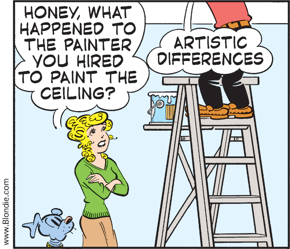 Line OCR: HONEYWHAT HAPPENED TO THE PAINTER YOU HIRED TO PAINT THE CEILING? ARTISTIC DIFFERENCES www.Blondie.com HONEYWHAT HAPPENED TO THE PAINTER YOU HIRED TO PAINT THE CEILING? ARTISTIC DIFFERENCES www.Blondie.com