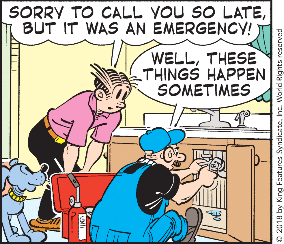 Mammal OCR: SORRY TO CALL YOU SO LATEBUT IT WAS AN EMERGENCY! WELLTHESE THINGS HAPPEN SOMETIMES © 2018 by King Features SyndicateInc. World Rights reserved SORRY TO CALL YOU SO LATEBUT IT WAS AN EMERGENCY! WELLTHESE THINGS HAPPEN SOMETIMES © 2018 by King Features SyndicateInc. World Rights reserved