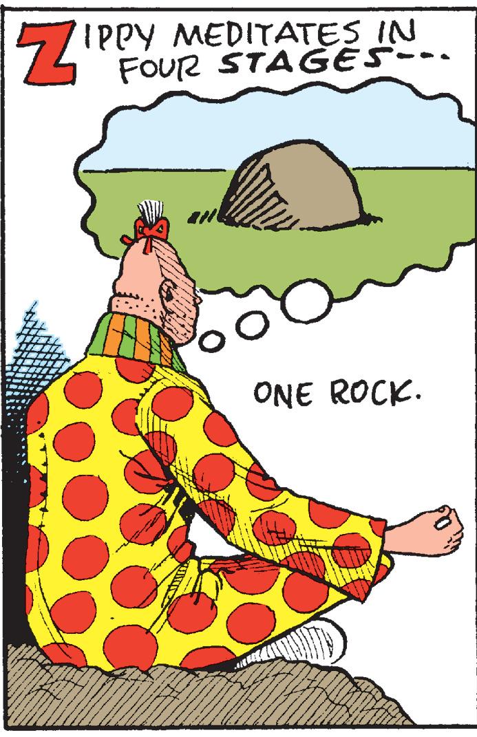 Rectangle OCR: 57IPPY MEDITATES IN FOUR STAGES--- ONE ROCK. 57IPPY MEDITATES IN FOUR STAGES--- ONE ROCK.