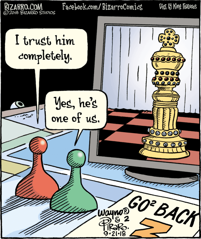Graphics OCR: BIZARRO.COM © 2018 BIZARRO STUDIOS Facebook.com/BizarroComics Dist 9 King Features I trust him completely. Yeshe's one of us. GO BACK wayno® & 2 TIR?RO. 9.21-18 BIZARRO.COM © 2018 BIZARRO STUDIOS Facebook.com/BizarroComics Dist 9 King Features I trust him completely. Yeshe's one of us. GO BACK wayno® & 2 TIR?RO. 9.21-18