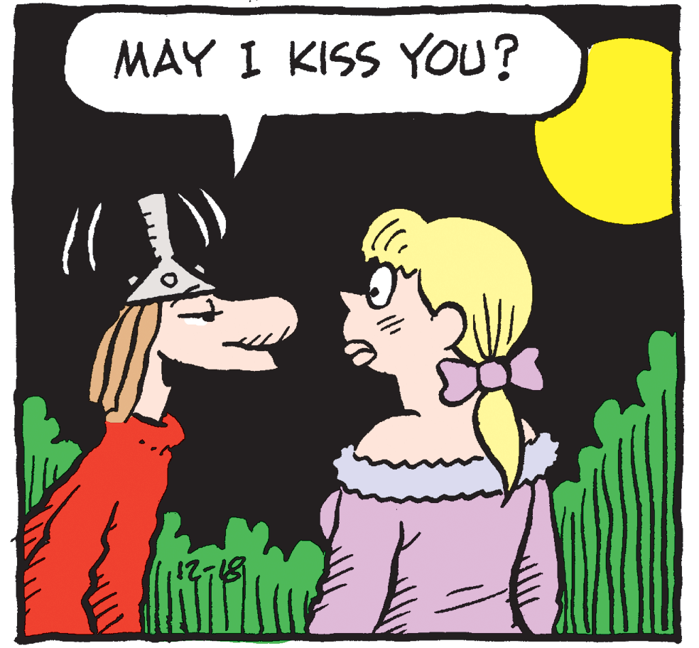 Animated cartoon OCR: MAY I KISS YOU? MAY I KISS YOU?