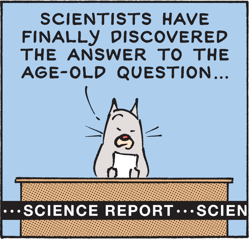 Snout OCR: SCIENTISTS HAVE FINALLY DISCOVERED THE ANSWER TO THE AGE-OLD QUESTION... ..SCIENCE REPORT..•SCIEN •.. SCIENTISTS HAVE FINALLY DISCOVERED THE ANSWER TO THE AGE-OLD QUESTION... ..SCIENCE REPORT..•SCIEN •..