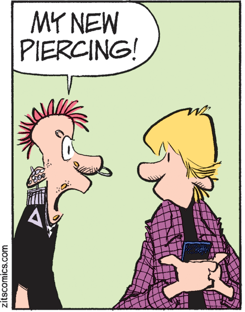 Animation OCR: MY NEW PIERCING! zitscomics.com MY NEW PIERCING! zitscomics.com