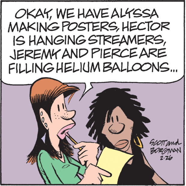 Happy OCR: OKAYWE HAVE ALKSSA MAKING POSTERSHECTOR IS HANGING STREAMERSJEREMK AND PIERCE ARE FILLING HELIUM BALLOONS. GUOTrand BORgnAN 2-76 OKAYWE HAVE ALKSSA MAKING POSTERSHECTOR IS HANGING STREAMERSJEREMK AND PIERCE ARE FILLING HELIUM BALLOONS. GUOTrand BORgnAN 2-76