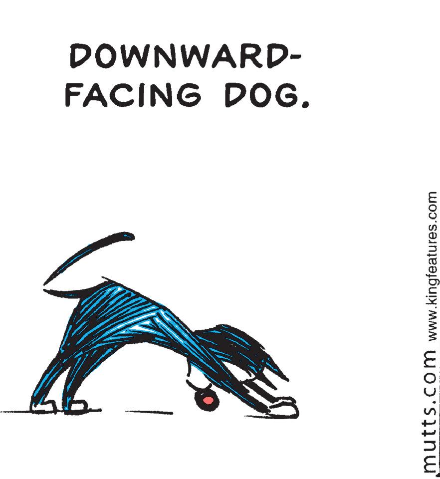 Logo OCR: DOWNWARD- FACING DOG. mutts.com www.kingfeatures.com DOWNWARD- FACING DOG. mutts.com www.kingfeatures.com