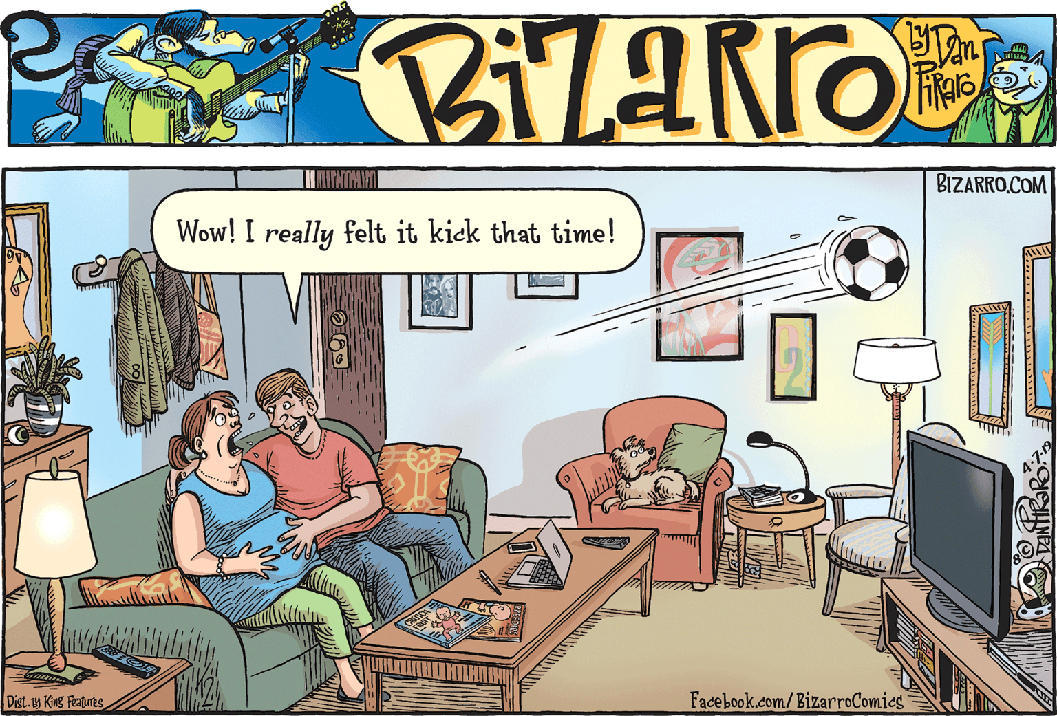 Comics OCR: BIZARRO.COM Wow! I really felt it kick that time! Dist.19 Kng Features Facebook.com/BizarroComics BIZARRO.COM Wow! I really felt it kick that time! Dist.19 Kng Features Facebook.com/BizarroComics