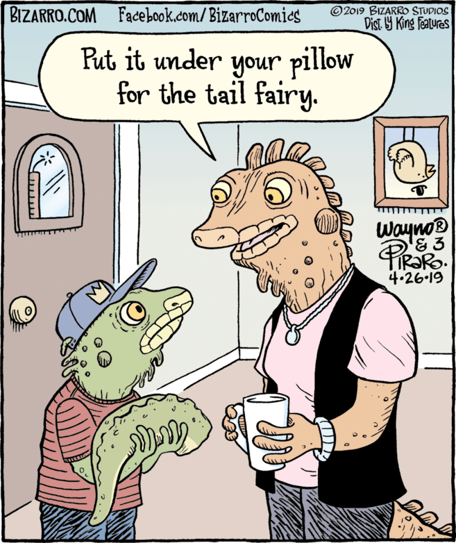 Comics OCR: BIZARRO.COM Facebook.com/ BizarroComies ©2019 BIZARRO STUDIOS Dist Y King Features Put it under your pillow for the tail fairy. Wayno & 3 4.26.19 BIZARRO.COM Facebook.com/ BizarroComies ©2019 BIZARRO STUDIOS Dist Y King Features Put it under your pillow for the tail fairy. Wayno & 3 4.26.19