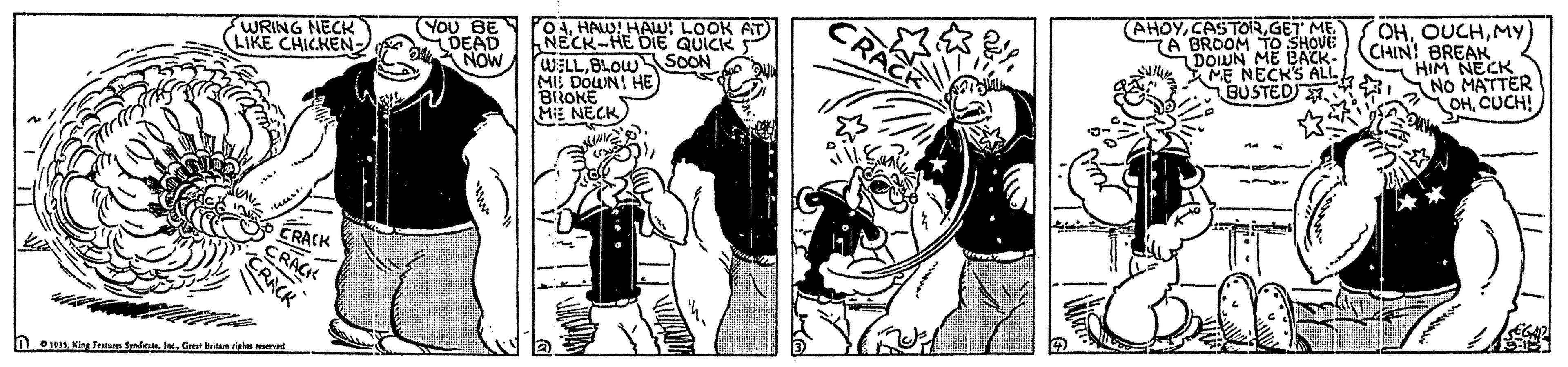 Line art OCR: (AHOYGET ME TA BROOM TO SHOVE DOWN ME BACK- HHMY CHIN! BREAK. HIM NECK ME NECK'S ALL NO MATTER OHCUCH! O4HAW! HAW: LOOK AT NECK-HE DIE QUICK WELLBLOW SOON MIE DOWNI HE BiROKE MiE NECK WRING NECK LIKE CHICKEN- YoU BE DEAD NOW GUSTEDI . CRACK CRACK CRACK n .King Frstan Smlnin. I. C Beigla maed (AHOYGET ME TA BROOM TO SHOVE DOWN ME BACK- HHMY CHIN! BREAK. HIM NECK ME NECK'S ALL NO MATTER OHCUCH! O4HAW! HAW: LOOK AT NECK-HE DIE QUICK WELLBLOW SOON MIE DOWNI HE BiROKE MiE NECK WRING NECK LIKE CHICKEN- YoU BE DEAD NOW GUSTEDI . CRACK CRACK CRACK n .King Frstan Smlnin. I. C Beigla maed