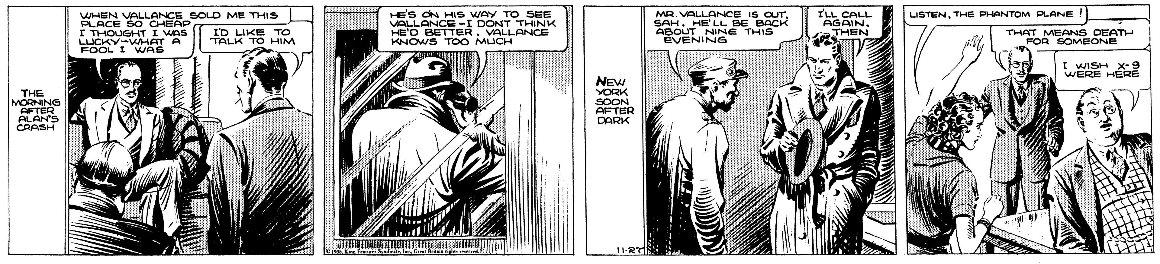 Art OCR: HE'S ON HIS WAY TO SEE VALLANCE-I DONT THINK HE'O BETTER. VALLANCE KNOWS TOO MUCH ILL CALL AGAIN. THEN LISTENTHE PHANTOM PLANE WHEN VALLANCE SOLO ME THIS PLACE SO CHEAP I THOUGHT I WAS LUCKY-VAHAT A FOOL I WAS MR. VALLANCE IS OUTSAH. HE' LL BE BACK ABOUT NINE THS EVENING ID LIKE TO TALK TO HIM THAT MEANS OEATH FOR SOMEONE I WISH x-9 WERE HERE THE ONINGOW FTER NEW YORK SOON AFTER DARK CRASH 11-RTIN HE'S ON HIS WAY TO SEE VALLANCE-I DONT THINK HE'O BETTER. VALLANCE KNOWS TOO MUCH ILL CALL AGAIN. THEN LISTENTHE PHANTOM PLANE WHEN VALLANCE SOLO ME THIS PLACE SO CHEAP I THOUGHT I WAS LUCKY-VAHAT A FOOL I WAS MR. VALLANCE IS OUTSAH. HE' LL BE BACK ABOUT NINE THS EVENING ID LIKE TO TALK TO HIM THAT MEANS OEATH FOR SOMEONE I WISH x-9 WERE HERE THE ONINGOW FTER NEW YORK SOON AFTER DARK CRASH 11-RTIN