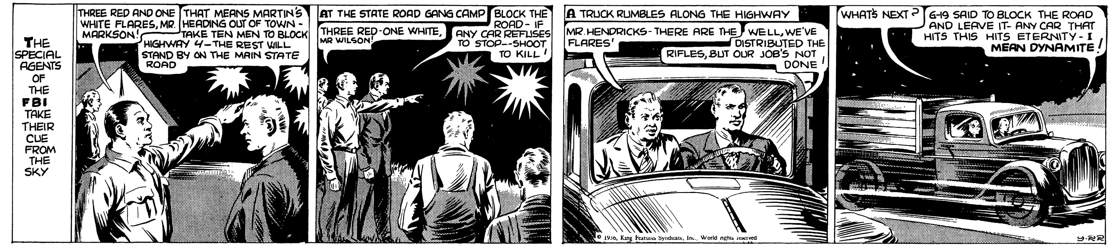 Fictional character OCR: THREE RED AND ONE THAT MEANS MARTINS AT THE STATE ROAD GANG CAMP BLOCK THE ROAD- IF THREE RED-ONE WHITEANY CAR REFUSES TO STOP--SHOOT ) KILL ?? A TRUCK RUMBLES ALONG THE HIGHWAY WHITE FLARESMR. HEADING OUT OF TOWN - MARKSON! TAKE TEN MEN TO BLOCK MR.HENDRICKS- THERE ARE THE WELLWE'VE DISTRIBUTED THE JOB'S NOT DONE WHATS NEXTP6-19 SAID TO BLOCK THE ROAD AND LEAVE IT- ANY CAR THAT HITS THIS HITS ETERNITY -I MEAN DYNAMITE! MR WILSON THE SPECIAL AGENTS HIGHWAY 4- THE REST WILL STAND BY ON THE MAIN STATE ROAD FLARES' RIFLESBUT OUR OF THE FBI TAKE THEIR CLE FROM THE SKY stanua SydanIn Wad ng ved THREE RED AND ONE THAT MEANS MARTINS AT THE STATE ROAD GANG CAMP BLOCK THE ROAD- IF THREE RED-ONE WHITEANY CAR REFUSES TO STOP--SHOOT ) KILL ?? A TRUCK RUMBLES ALONG THE HIGHWAY WHITE FLARESMR. HEADING OUT OF TOWN - MARKSON! TAKE TEN MEN TO BLOCK MR.HENDRICKS- THERE ARE THE WELLWE'VE DISTRIBUTED THE JOB'S NOT DONE WHATS NEXTP6-19 SAID TO BLOCK THE ROAD AND LEAVE IT- ANY CAR THAT HITS THIS HITS ETERNITY -I MEAN DYNAMITE! MR WILSON THE SPECIAL AGENTS HIGHWAY 4- THE REST WILL STAND BY ON THE MAIN STATE ROAD FLARES' RIFLESBUT OUR OF THE FBI TAKE THEIR CLE FROM THE SKY stanua SydanIn Wad ng ved