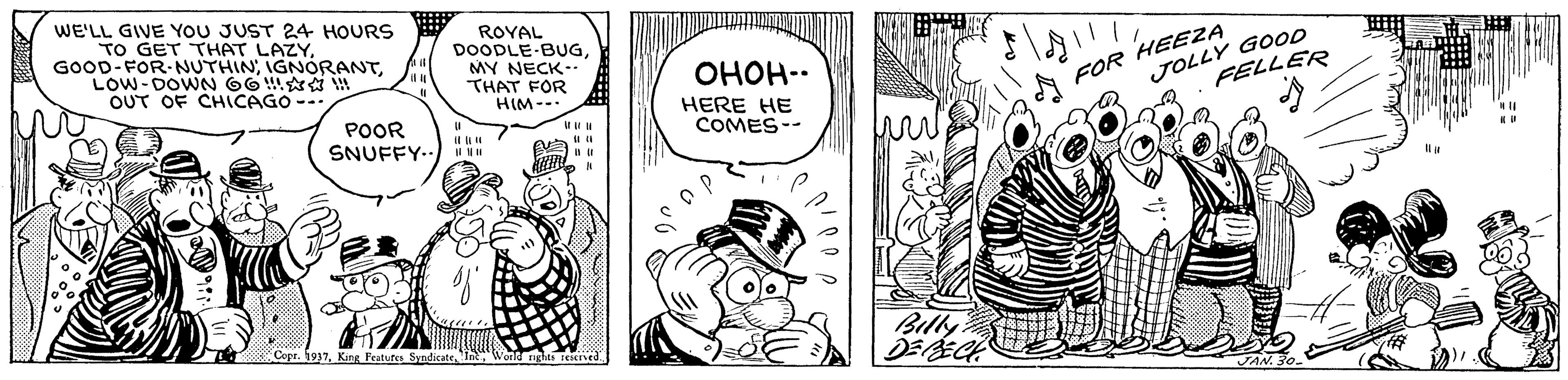 Finger OCR: WE'LL GIVE YOU JUST 24 HOURS TO GET THAT LAZYLOW-DOWN GG OUT OF CHICAGO -- ROYAL DOODLE-BUGMY NECK- THAT FOR HIM-- ????- JOLLY GOO0 FELLER A FOR HEEZA POOR SNUFFY.. HERE HE COMES-- Il Billy Cepr. 1917King Featufes Syndicate WE'LL GIVE YOU JUST 24 HOURS TO GET THAT LAZYLOW-DOWN GG OUT OF CHICAGO -- ROYAL DOODLE-BUGMY NECK- THAT FOR HIM-- ????- JOLLY GOO0 FELLER A FOR HEEZA POOR SNUFFY.. HERE HE COMES-- Il Billy Cepr. 1917King Featufes Syndicate