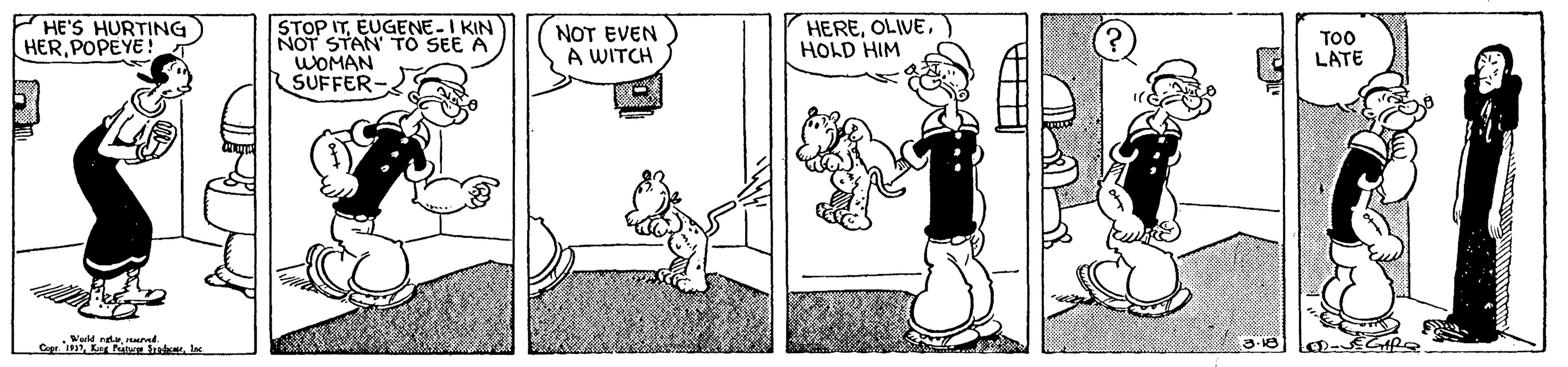 Line OCR: HE'S HURTING HERPOPEYE! STOP ITEUGENE-I KIN NOT STAN TO SEE A WOMAN SUFFER- NOT EVEN A WITCH HEREHOLD HIM TOO LATE Wald rta ned. Cla HE'S HURTING HERPOPEYE! STOP ITEUGENE-I KIN NOT STAN TO SEE A WOMAN SUFFER- NOT EVEN A WITCH HEREHOLD HIM TOO LATE Wald rta ned. CEe Fib lue
