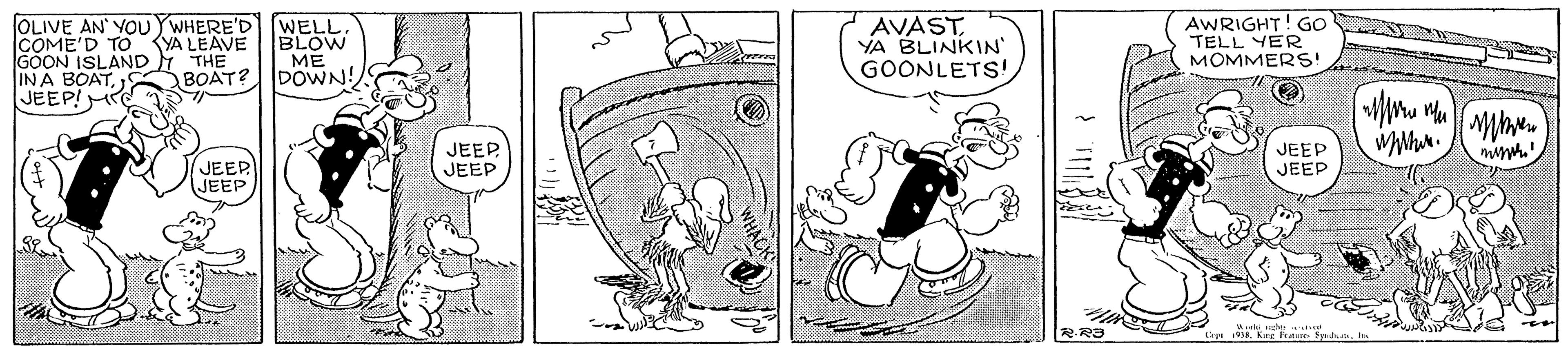 Parallel OCR: OLIVE AN YOU YWHERE'D (WELL. COME'D TO YA LEAVE GOON ISLAND THE INA BOAT1 JEEP! ME BLOW ME BOAT? DOWN! AVASTYA BLINKIN GOONLETS' AWRIGHT! GO TELL YER MOMMERS! JEEP JEEP JEEP JEEP JEEP JEEP OLIVE AN YOU YWHERE'D (WELL. COME'D TO YA LEAVE GOON ISLAND THE INA BOAT1 JEEP! ME BLOW ME BOAT? DOWN! AVASTYA BLINKIN GOONLETS' AWRIGHT! GO TELL YER MOMMERS! JEEP JEEP JEEP JEEP JEEP JEEP