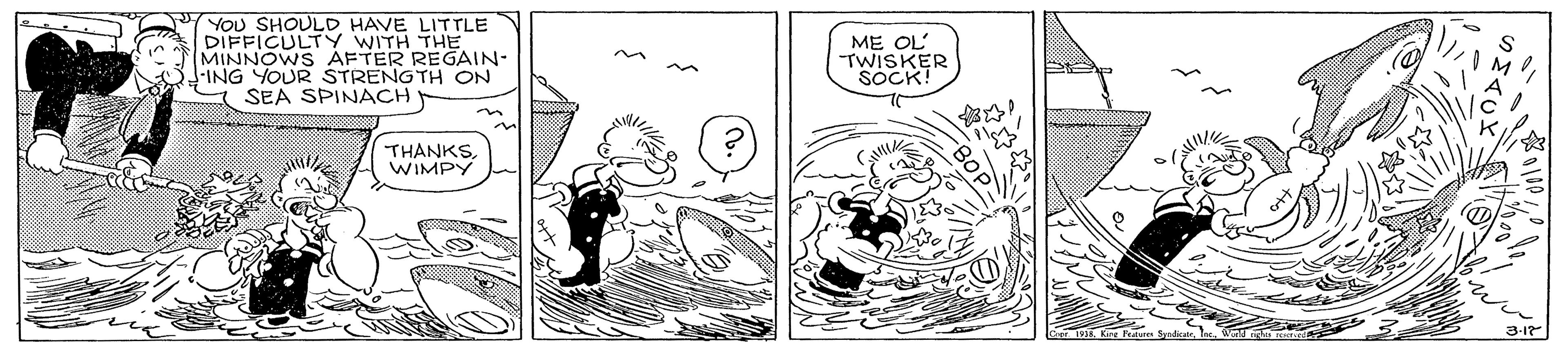 Parallel OCR: You SHOULD HAVE LITTLE DIFFICULTY WITH THE MINNOWS AFTER REGAIN- ING YOUR STRENGTH ON SEA SPINACH ME OL TWISKER SOCK! THANKSWIMPY You SHOULD HAVE LITTLE DIFFICULTY WITH THE MINNOWS AFTER REGAIN- ING YOUR STRENGTH ON SEA SPINACH ME OL TWISKER SOCK! THANKS