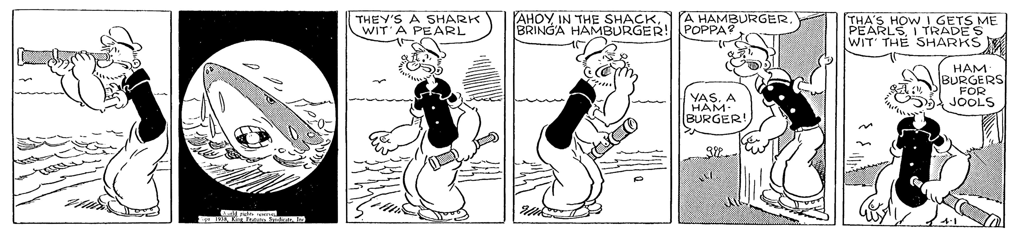 Art OCR: THEY'S A SHARK WIT'A PEARL AHOY IN THE SHACK BRINGA HAMBURGER! A HAMBURGERPOPPA? THA'S HOW I GETS ME PEARLSI TRADES WIT THE SHARKS to HAM BURGERS FOR JOOLS YAS. A HAM. BURGER! THEY'S A SHARK WIT'A PEARL AHOY IN THE SHACK BRINGA HAMBURGER! A HAMBURGERPOPPA? THA'S HOW I GETS ME PEARLSI TRADES WIT THE SHARKS to HAM BURGERS FOR JOOLS YAS. A HAM. BURGER!