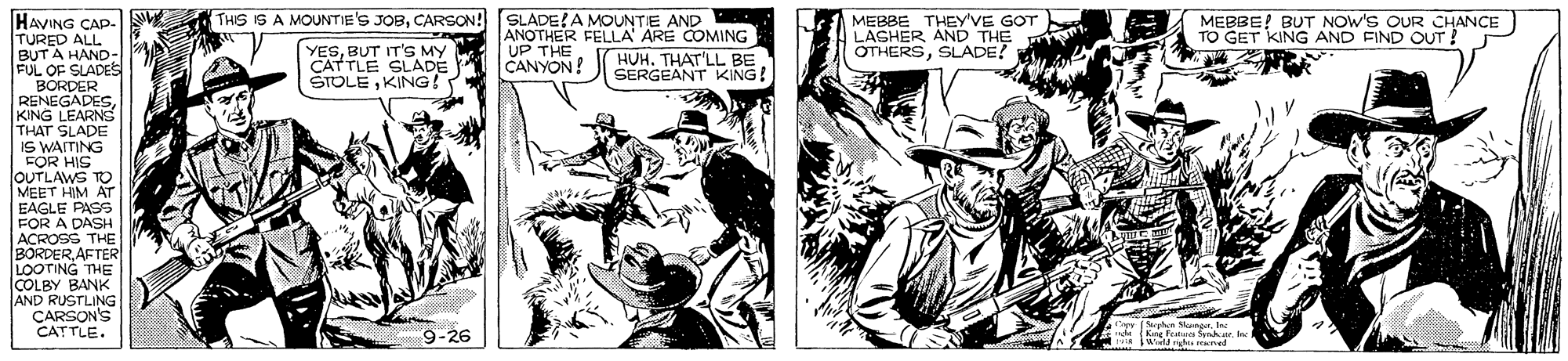Fictional character OCR: SLADELA MOLN TANOTHER HIS IS A MOUNTIE'S JOB CA ? HUH. THAT'LL BEKING! SLADELA MOLN TANOTHER HIS IS A MOUNTIE'S JOB CA ? HUH. THAT'LL BE
