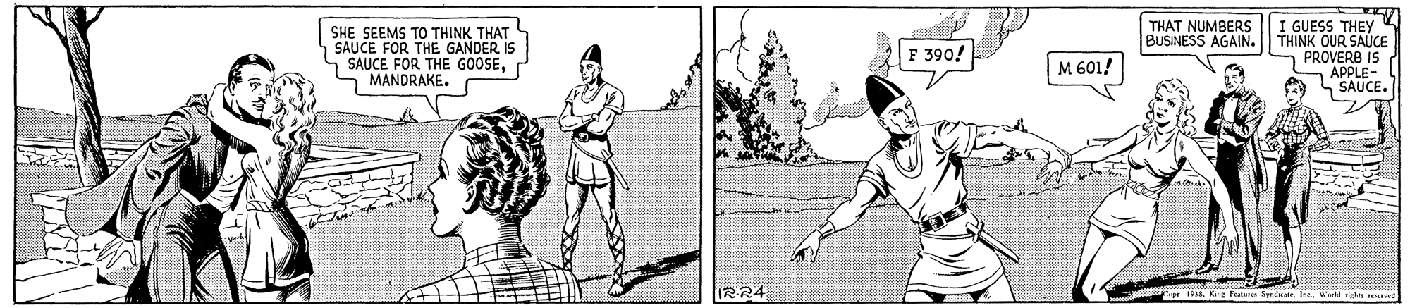 Mammal OCR: THAT NUMBERS SHE SEEMS TO THINK THAT SAUCE FOR THE GANDER IS S SAUCE FOR THE GOOSEMANDRAKE. I GUESS THEY BUSINESS AGAIN. | THINK OUR SAUCE PROVERB IS APPLE- SAUCE. F 390! M 601! IRR4 38. King Feas NyndrWa gh ENIved THAT NUMBERS SHE SEEMS TO THINK THAT SAUCE FOR THE GANDER IS S SAUCE FOR THE GOOSEMANDRAKE. I GUESS THEY BUSINESS AGAIN. | THINK OUR SAUCE PROVERB IS APPLE- SAUCE. F 390! M 601! IRR4 38. King Feas NyndrWa gh ENIved