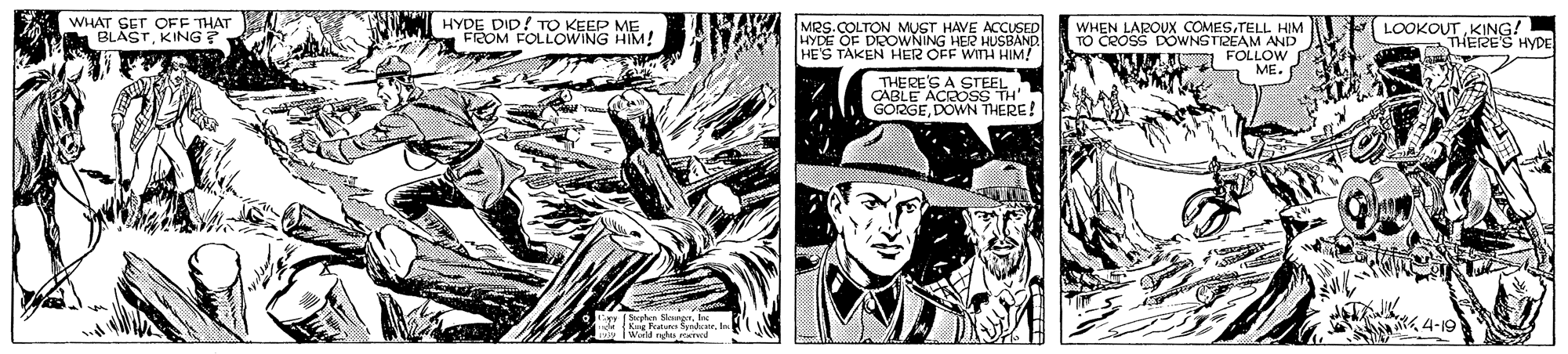 Sun hat OCR: WHAT GET OFF THAT BLASTKING? HYDE DID! TO FROM FOLLOWING ME HIM! MRS.COLTON MUST HAVE ACCUSED HE'S TAKEN HER OFF WITH HIM! WHEN LAROUX COMESTELL HIM TO CROSS DOWNSTREAM AND I FOLLOW ME. LOOKOUT KING! THERES HYDE THERE'S A STEEL CABLE ACCOSS TH' GORGEDOWN THERE! 4-19 WHAT GET OFF THAT BLASTKING? HYDE DID! TO FROM FOLLOWING ME HIM! MRS.COLTON MUST HAVE ACCUSED HE'S TAKEN HER OFF WITH HIM! WHEN LAROUX COMESTELL HIM TO CROSS DOWNSTREAM AND I FOLLOW ME. LOOKOUT KING! THERES HYDE THERE'S A STEEL CABLE ACCOSS TH' GORGEDOWN THERE! 4-19