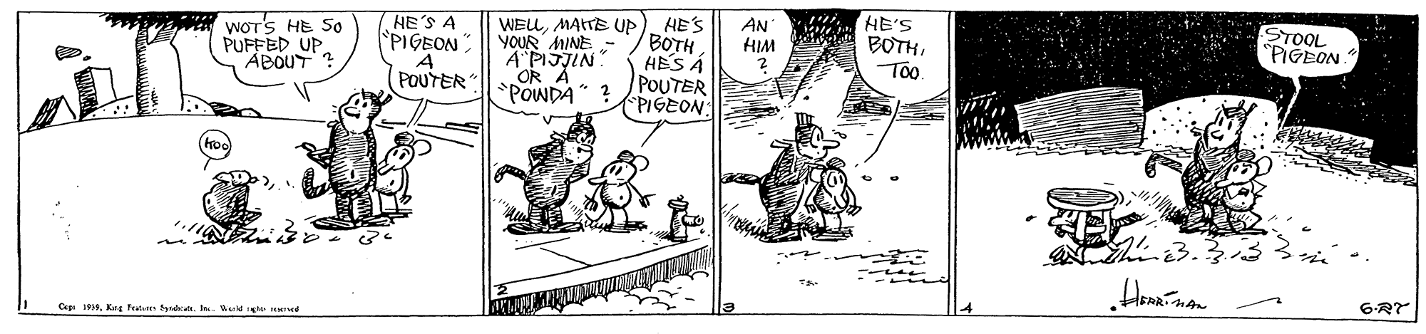 Parallel OCR: HE'S BOTH HES Á POUTER PIGEON HE'S BOTHTo. STOOL "PIGEON. HE'S A PIGEON AN HIM WOTS HE SO PUFFED UP "ABOUT ? WEUMAITE UP YOUR MINE - A PIJJIN OR A POWDA POUTER" Ce 1s. Ker frt Sc. I. Wedg d HE'S BOTH HES Á POUTER PIGEON HE'S BOTHTo. STOOL "PIGEON. HE'S A PIGEON AN HIM WOTS HE SO PUFFED UP "ABOUT ? WEUMAITE UP YOUR MINE - A PIJJIN OR A POWDA POUTER" Ce 1s. Ker frt Sc. I. Wedg d