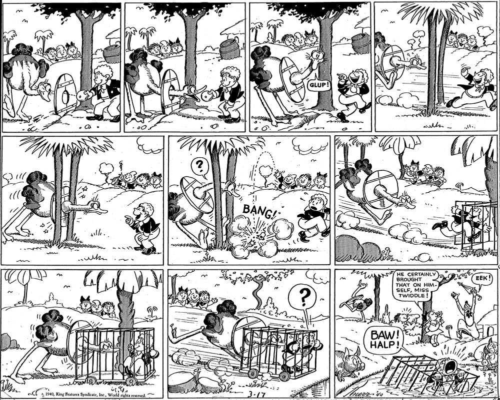 Jaw OCR: (GLUP! B?NG! HE CERTAINLY BROUGHT THAT ON HIM- SELFMISS TWIDDLE ! P???(EEK!) BAW! HALP! S3-17 (GLUP! B?NG! HE CERTAINLY BROUGHT THAT ON HIM- SELFMISS TWIDDLE ! P???(EEK!) BAW! HALP! SKing Peatures SyndicateWorld rights reerved