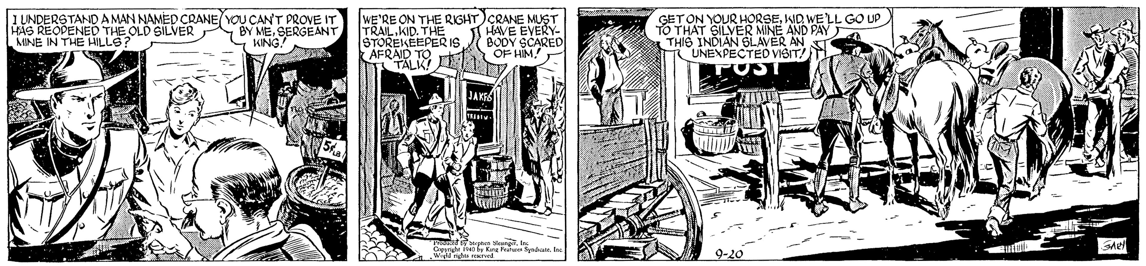 Motor vehicle OCR: 1 UNDERSTAND A MAN NAMED CRANE/ YOU CANT PROVE IT HAS REODENED THE OLD SILVER MINE IN THE HILLS? WE'RE ON THE RIGHT)CRANE MUST TRAILKID. THE STOREKEEPER IS AFRAR K! HAVE EVERY- BODY SCARED OF HIM. GET ON YOUR HORSEKID WE'LL GO UP TO THAT SILVER MINE AND PAY THIS INDIAN SLAVER AN ST UNEXPECTED VISIT! UST BY MESERGEANT KING! JAKRS Wrg rghis eserved 9-20 1 UNDERSTAND A MAN NAMED CRANE/ YOU CANT PROVE IT HAS REODENED THE OLD SILVER MINE IN THE HILLS? WE'RE ON THE RIGHT)CRANE MUST TRAILKID. THE STOREKEEPER IS AFRAR K! HAVE EVERY- BODY SCARED OF HIM. GET ON YOUR HORSEKID WE'LL GO UP TO THAT SILVER MINE AND PAY THIS INDIAN SLAVER AN ST UNEXPECTED VISIT! UST BY MESERGEANT KING! JAKRS Wrg rghis eserved 9-20