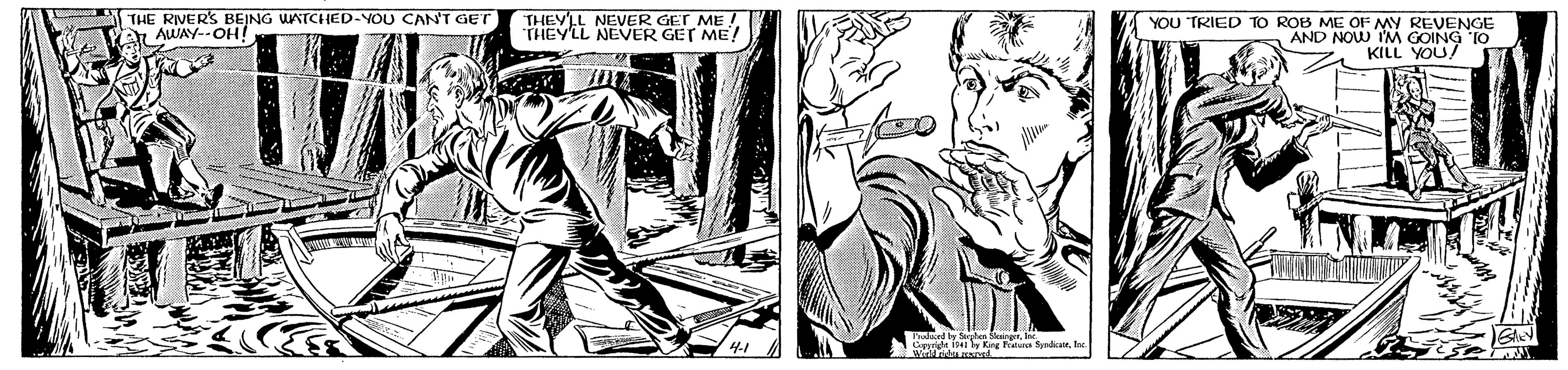 Painting OCR: THE RIVER'S BEJNG WATCHED-YOU CAN'T GET AWAY--OH! YOU TRIED TO ROB ME OF MY REVENGE AND NOW I'M GOING TO KILL YOU/ THEYLL NEVER GET ME! NIy Kng atans SynicurTHE RIVER'S BEJNG WATCHED-YOU CAN'T GET AWAY--OH! YOU TRIED TO ROB ME OF MY REVENGE AND NOW I'M GOING TO KILL YOU/ THEYLL NEVER GET ME! NIy Kng atans Synicur