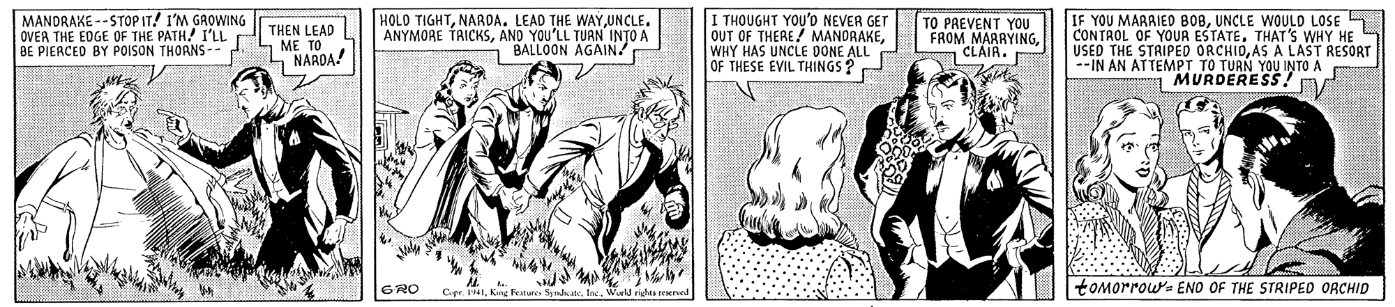 Interaction OCR: MANDRAKE --STOP IT! I'M GROWING OVER THE EDGE OF THE PATH. I'LL BE PIERCED BY POISON THORNS-- THEN LEAD ME TO L NARDA! HOLO TIGHTUNCLE. ANYMORE TAICKSAND YOU'LL TURN INTO A BALLOON AGAIN? I THOUGHT YOU'O NEVER GET OUT OF THERE/ MANORAKEWHY HAS UNCLE DONE ALL OF THESE EVIL THINGS? TO PREVENT YOU FROM MARRYINGCLAIR. IF YOU MARAIED B0BUNCLE WOULD LOSE CONTROL OF YOUR ESTATETHAT'S WHY HE USED THE STRIPED ORCHIDAS A LAST RESORT --IN AN ATTEMPT TO TURN YOU INTO A "MURDERESS!y GRO Wrl rides reered tOMorrow- OF THE STRIPED ORCHID MANDRAKE --STOP IT! I'M GROWING OVER THE EDGE OF THE PATH. I'LL BE PIERCED BY POISON THORNS-- THEN LEAD ME TO L NARDA! HOLO TIGHTNARDA. LEAD THE WAYUNCLE. ANYMORE TAICKSAND YOU'LL TURN INTO A BALLOON AGAIN? I THOUGHT YOU'O NEVER GET OUT OF THERE/ MANORAKEWHY HAS UNCLE DONE ALL OF THESE EVIL THINGS? TO PREVENT YOU FROM MARRYINGCLAIR. IF YOU MARAIED B0BUNCLE WOULD LOSE CONTROL OF YOUR ESTATETHAT'S WHY HE USED THE STRIPED ORCHIDAS A LAST RESORT --IN AN ATTEMPT TO TURN YOU INTO A "MURDERESS!y GRO Wrl rides reered tOMorrow- OF THE STRIPED ORCHID