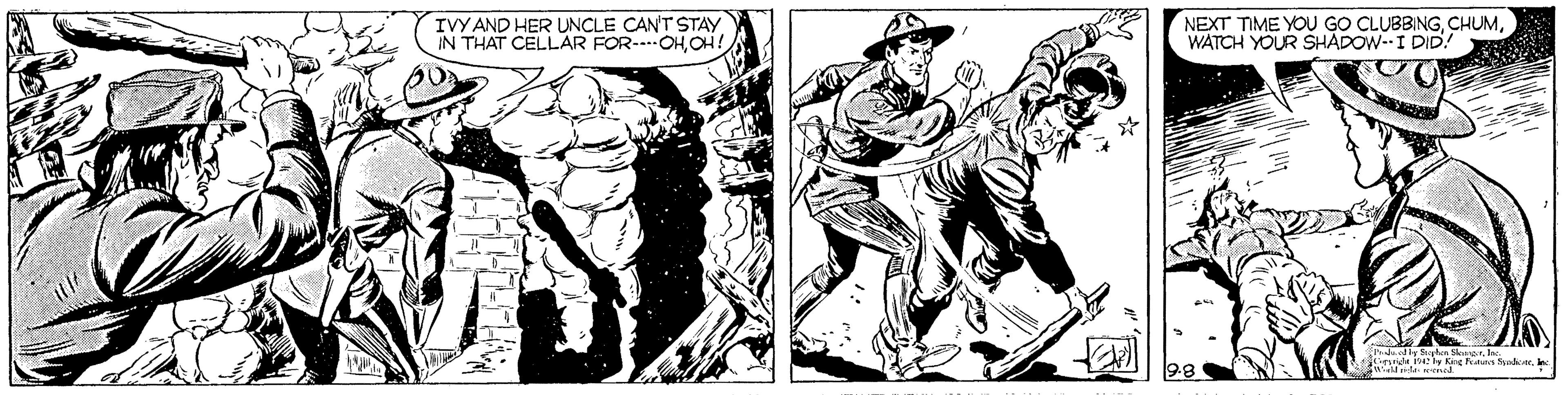 Comic book OCR: IVY AND HER UNCLE CAN'T STAY IN THAT CELLAR FOR-OHOH. NEXT TIME YOU GO CLUBBINGWATCH YOUR SHADOW--I DID! ndectiy Stan Sk IVY AND HER UNCLE CAN'T STAY IN THAT CELLAR FOR-OHOH. NEXT TIME YOU GO CLUBBINGWATCH YOUR SHADOW--I DID! ndectiy Stan Sk