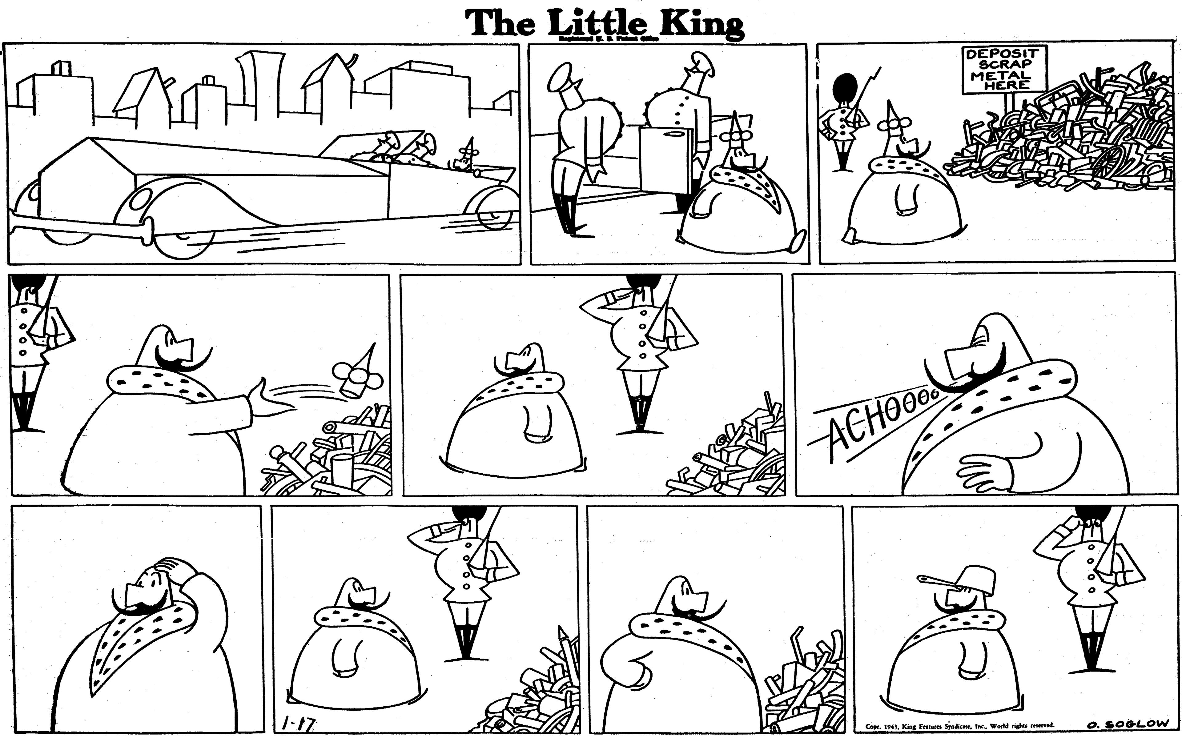 Cartoon OCR: The Little King DEPOSIT SCRAP METAL ACHOO 1-17 Capr. 1Werld rved O. SOGLOW The Little King DEPOSIT SCRAP METAL ACHOO 1-17 Capr. 1King Fata SyedicaeWerld rved O. SOGLOW