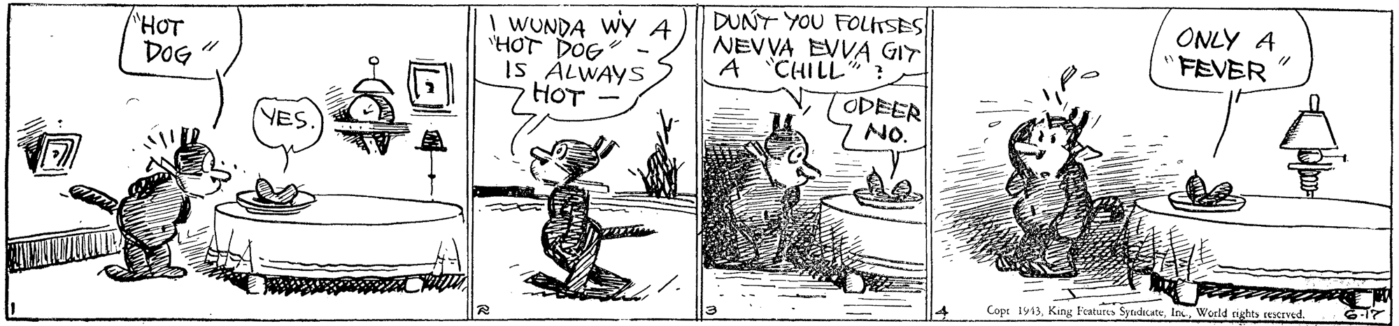 Parallel OCR: DUNT YOU FOLTSES NEVVA EVVA GIT ONLY A "FEVER ! WUNDA WYA "HOT DOG " HOT DOG ISALWAYS HOT A CHILL '? ODEER NO. YES. Copt 1913World ights reserved. DUNT YOU FOLTSES NEVVA EVVA GIT ONLY A "FEVER ! WUNDA WYA "HOT DOG " HOT DOG ISALWAYS HOT A CHILL '? ODEER NO. YES. Copt 1913King Featurus SyndicateWorld ights reserved.