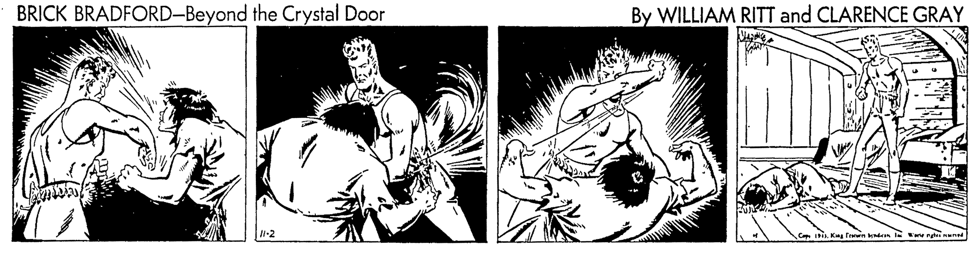 Fictional character OCR: BRICK BRADFORD-Beyond the Crystal Door By WILLIAM RITT and CLARENCE GRAY 1-2 nden re nghi nuned BRICK BRADFORD-Beyond the Crystal Door By WILLIAM RITT and CLARENCE GRAY 1-2 nden re nghi nuned