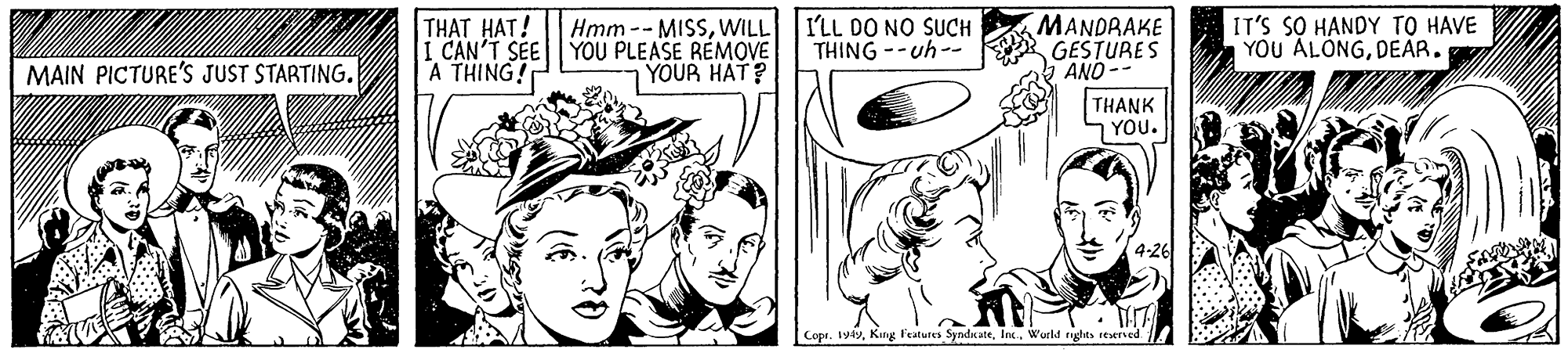 Parallel OCR: THAT HAT! CAN'T SÉE A THING! IT'S SO HANDY TO HAVE YOU ALONGDEAR. Hmm -- MISSWILL I'LL DO NO SUCH MANDRAKE GESTURE S AND-- YOU PLEASE REMOVE THING --uh-- MAIN PICTURE'S JUST STARTING. YOUR HAT? THANK YOU. 4-26 CoprWurld nghts reserned THAT HAT! CAN'T SÉE A THING! IT'S SO HANDY TO HAVE YOU ALONGDEAR. Hmm -- MISSWILL I'LL DO NO SUCH MANDRAKE GESTURE S AND-- YOU PLEASE REMOVE THING --uh-- MAIN PICTURE'S JUST STARTING. YOUR HAT? THANK YOU. 4-26 CoprKing Fratures SyndicateWurld nghts reserned