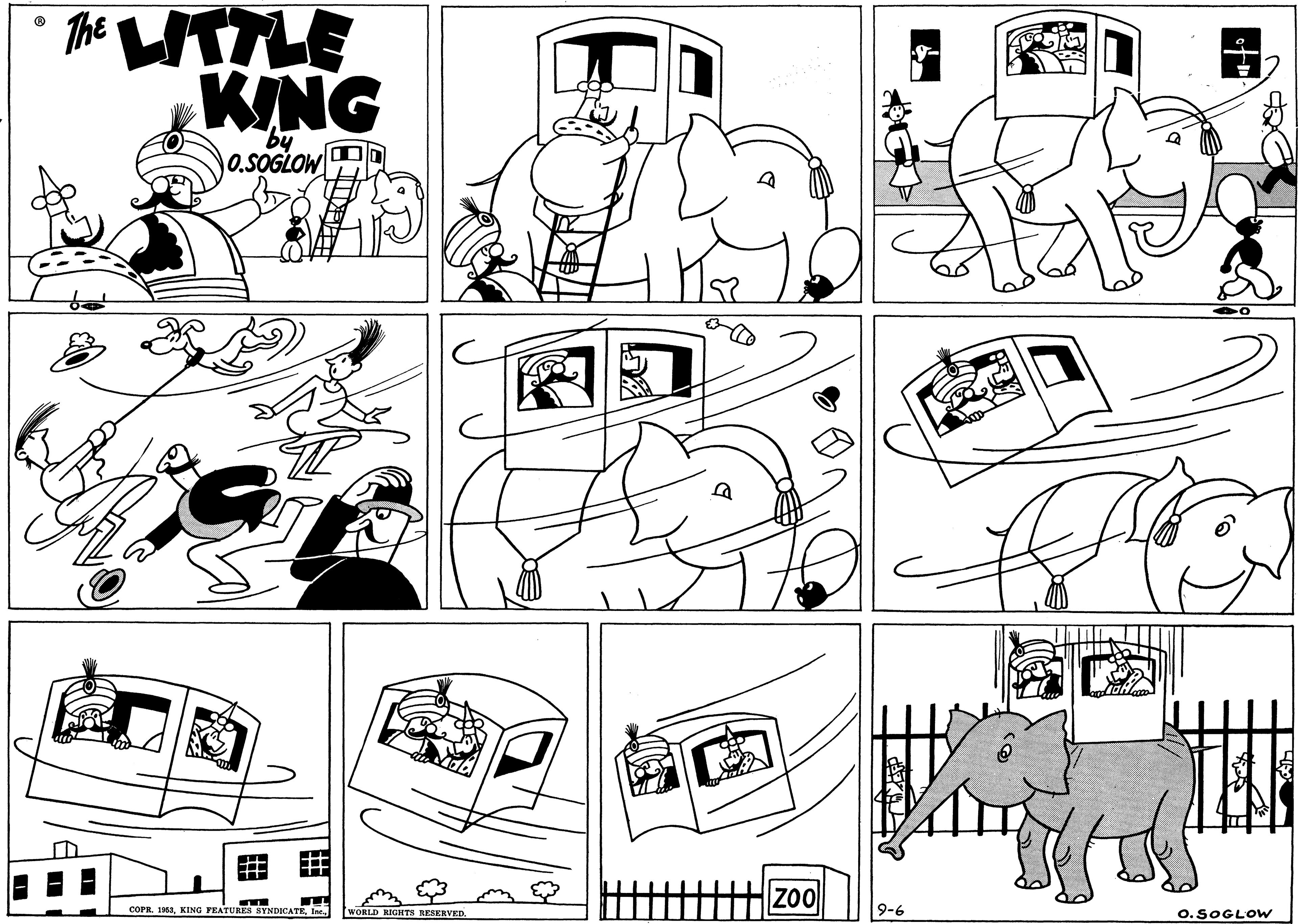 Rectangle OCR: The HTTLE KING by O.SOGLOW ? 9-6 o.SOGLOW COPR. 1aWORLD HIGHITS RESERVED. The HTTLE KING by O.SOGLOW ? 9-6 o.SOGLOW COPR. 1aKING FEATURES SYNDICATEWORLD HIGHITS RESERVED.