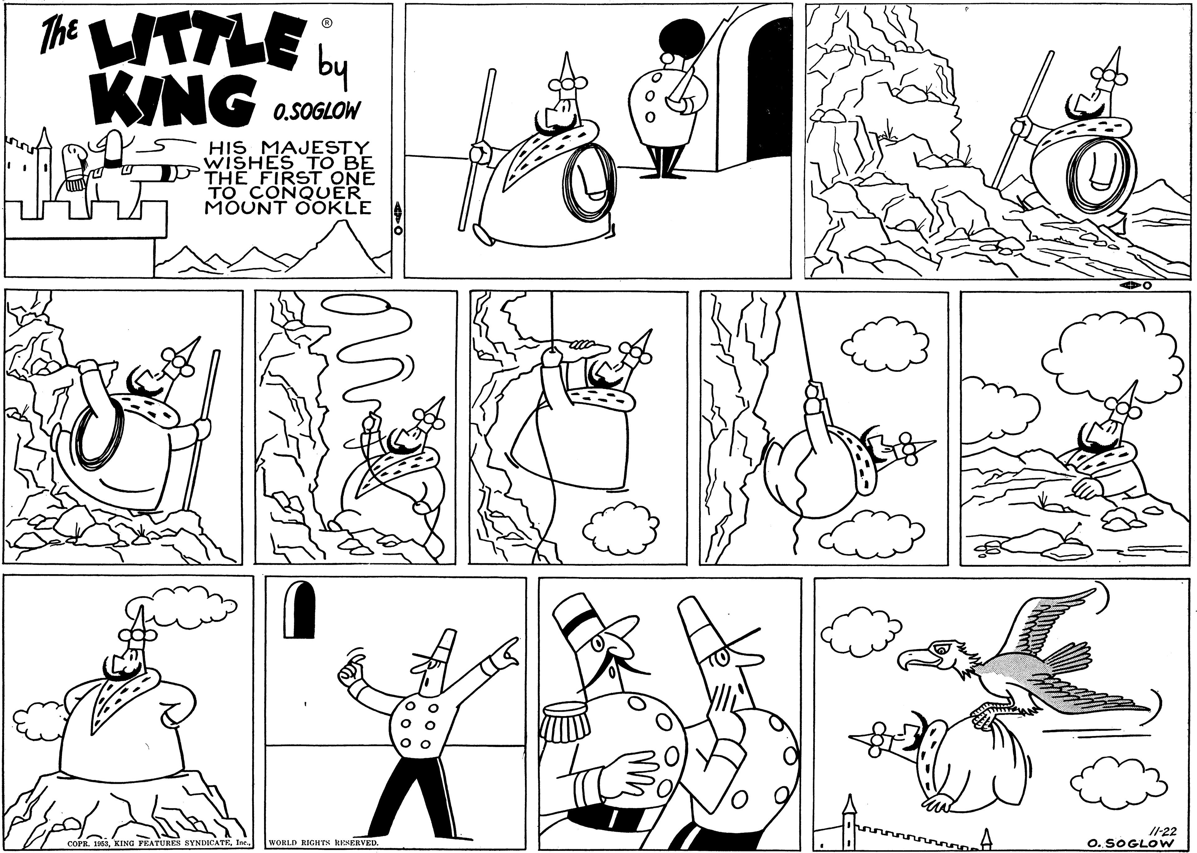 Product OCR: The WTTLE by KING O.SOGLOW HIS MAJESTY WISHES TO BE PTHE FIRST ONE TO CONQUER MOUNT OOKLE /1-22 O. SOGLOW 1353. KING FRATURES SYNDICATEIWORLD RIGHTS RENERVED The WTTLE by KING O.SOGLOW HIS MAJESTY WISHES TO BE PTHE FIRST ONE TO CONQUER MOUNT OOKLE /1-22 O. SOGLOW 1353. KING FRATURES SYNDICATEIWORLD RIGHTS RENERVED