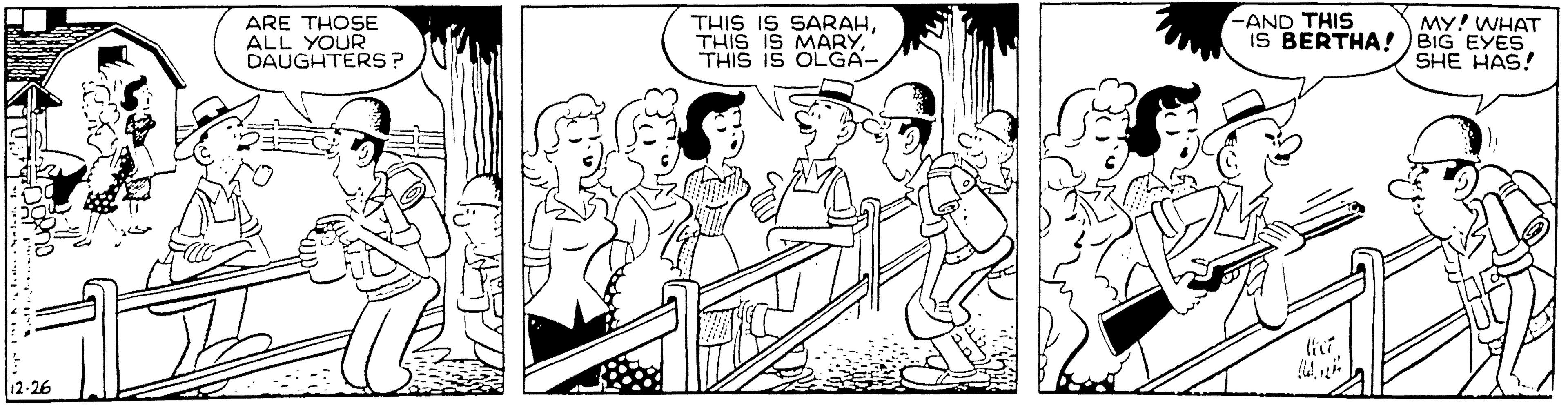 Mammal OCR: -AND THIS ARE THOSE ALL YOUR DAUGHTERS ? MY! WHAT IS BERTHA! BIG EYES SHE HAS! THIS IS SARAHTHIS IS OLGA- 12-26 -AND THIS ARE THOSE ALL YOUR DAUGHTERS ? MY! WHAT IS BERTHA! BIG EYES SHE HAS! THIS IS SARAHTHIS IS OLGA- 12-26