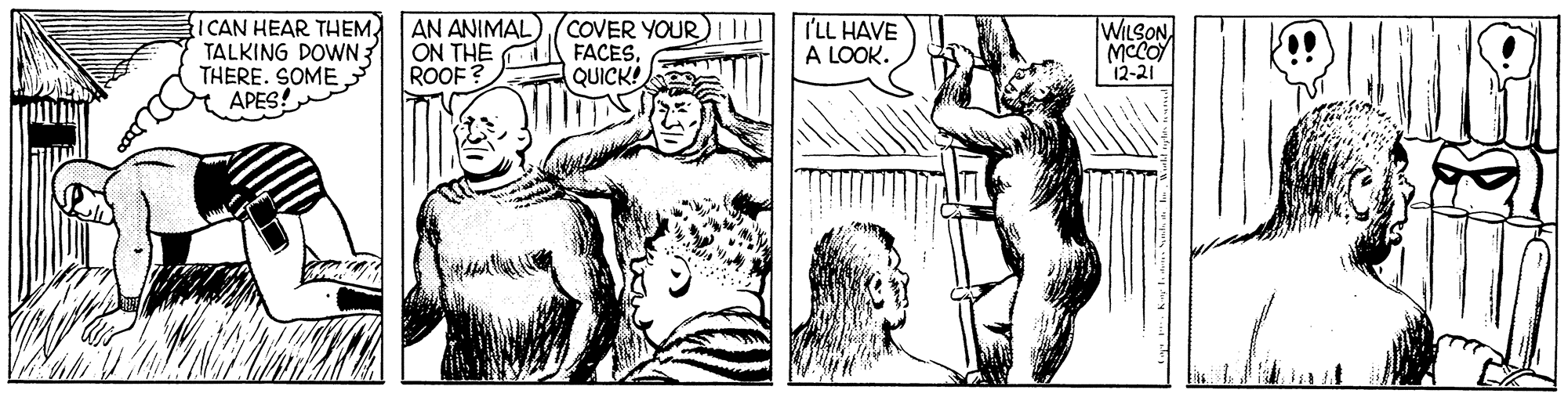Finger OCR: ICAN HEAR THEM. TALKING DOWN THERE. SOME APES! AN ANIMAL) COVER YOUR)I I ON THE ROOF ? WILSONMCCOY 12-21 I'LL HAVE A LOOK. FACES. QUICK! ICAN HEAR THEM. TALKING DOWN THERE. SOME APES! AN ANIMAL) COVER YOUR)I I ON THE ROOF ? WILSONMCCOY 12-21 I'LL HAVE A LOOK. FACES. QUICK!