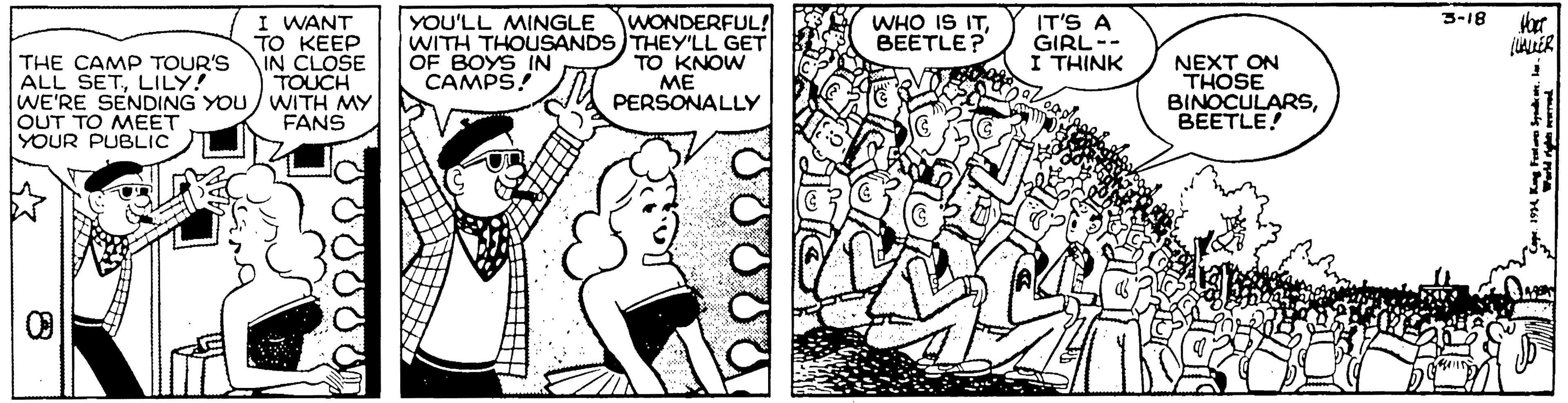 Style OCR: I WANT TO KEEP IN CLOSE YOU'LL MINGLE WONDERFUL! WHO IS ITBEETLE? IT'S A GIRL-- I THINK 3-18 WITH THOUSANDS THEY'LL GET TOUCH WE'RE SENDING YOU / WITH MY FANS THE CAMP TOUR'S ALL SETLILY! OF BOYS IN CAMPS! TO KNOW ME PERSONALLY NEXT ON THOSE BINOCULARSBEETLE! OUT TO MEET YOUR PUBLIC I WANT TO KEEP IN CLOSE YOU'LL MINGLE WONDERFUL! WHO IS ITBEETLE? IT'S A GIRL-- I THINK 3-18 WITH THOUSANDS THEY'LL GET TOUCH WE'RE SENDING YOU / WITH MY FANS THE CAMP TOUR'S ALL SETLILY! OF BOYS IN CAMPS! TO KNOW ME PERSONALLY NEXT ON THOSE BINOCULARSBEETLE! OUT TO MEET YOUR PUBLIC