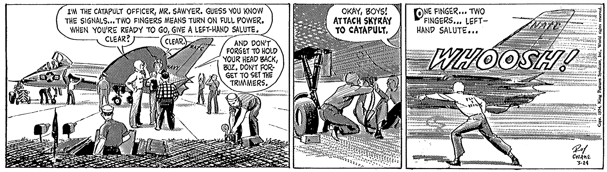 Parallel OCR: I'M THE CATAPULT OFFICERMR. SAWYER. GUESS YOU KNOW THE SIGNALS... TWO FINGERS MEANS TURN ON FULL POWERGIVE A LEFT-HAND SALUTE. OKAYBOYS! AT TACH SKYRAY TO CATAPULT. ONE FINGER... TWO FINGERS... LEFT- HAND SALUTE... CLEAR? CLEAR. AND DON'T FORGET TO HOLD YOUR HEAD BACKDONT FOR- GET TO SET THE TRIMMERS. WHOOSH! 3-24 I'M THE CATAPULT OFFICERMR. SAWYER. GUESS YOU KNOW THE SIGNALS... TWO FINGERS MEANS TURN ON FULL POWERWHEN YOU'RE READY TO GOGIVE A LEFT-HAND SALUTE. OKAYBOYS! AT TACH SKYRAY TO CATAPULT. ONE FINGER... TWO FINGERS... LEFT- HAND SALUTE... CLEAR? CLEAR. AND DON'T FORGET TO HOLD YOUR HEAD BACKDONT FOR- GET TO SET THE TRIMMERS. WHOOSH! 3-24